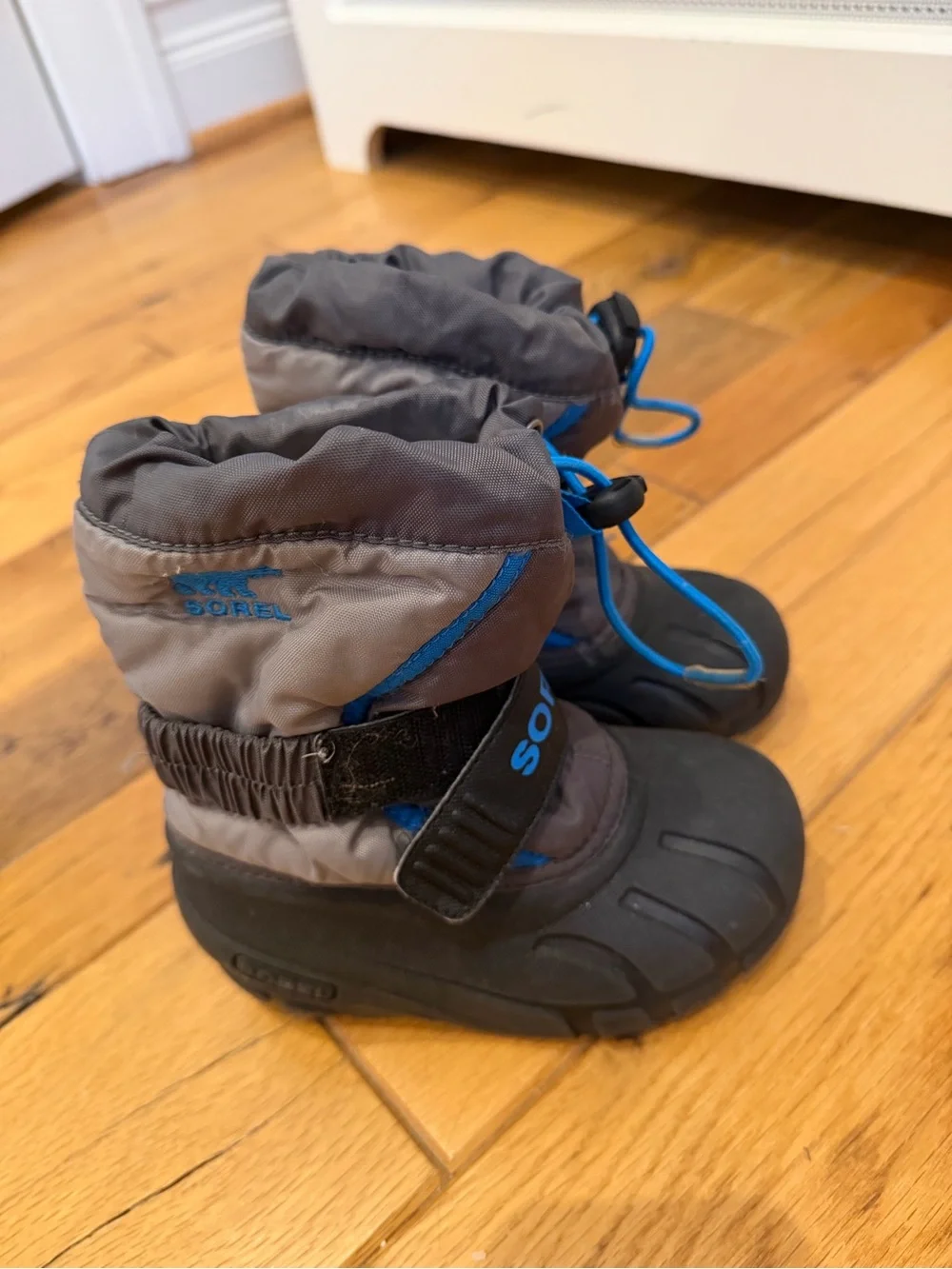 Sorel Kids Gray and Blue Waterproof Winter Boots
